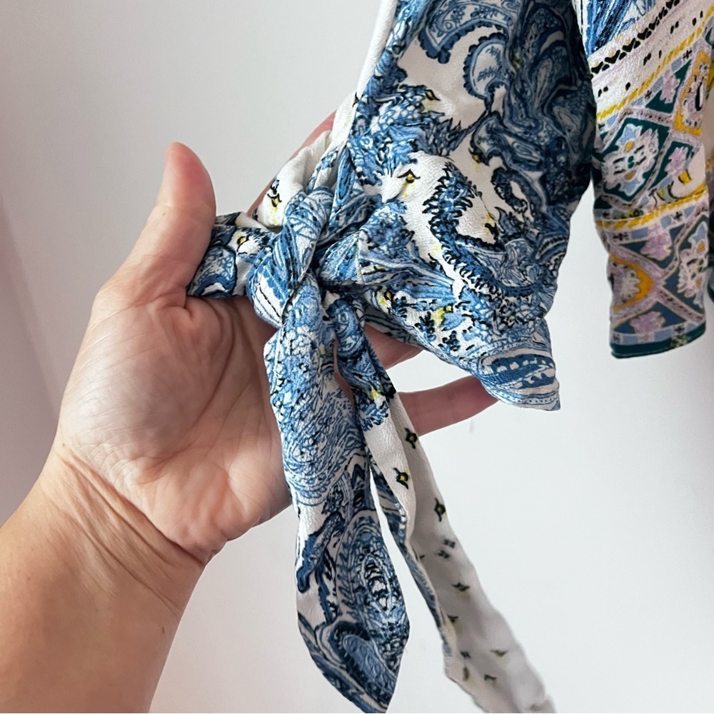 Free People Lola Floral Kimono Crop Mixed Print Tie Butterfly Sleeves Size XS= - Picture 5 of 9